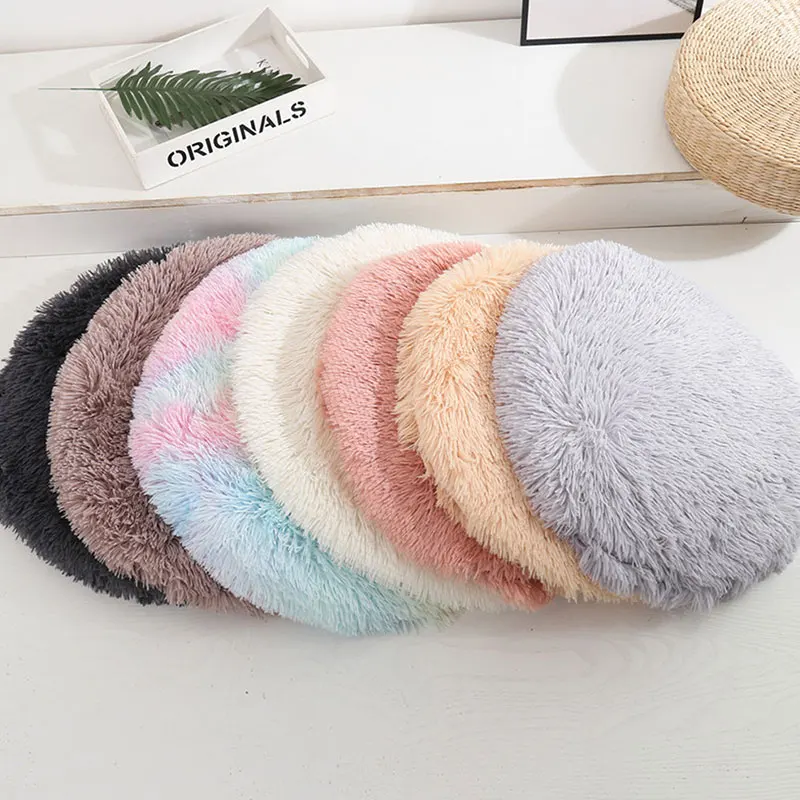 Cama redonda supersuave para perro, sofá lavable y largo para gato de peluche, cesta para perro, esterilla para mascotas, saco de dormir, nido de productos para mascotas