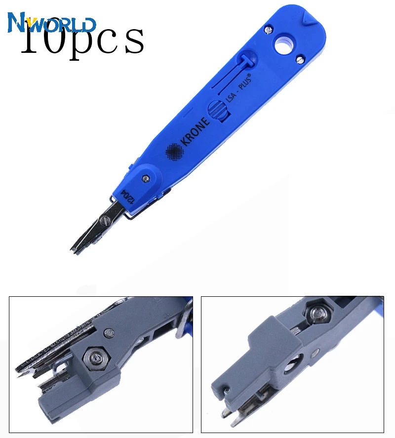 10pcs Portable Blue Krone Lsaplus Punch Down Network Tool With Sensor