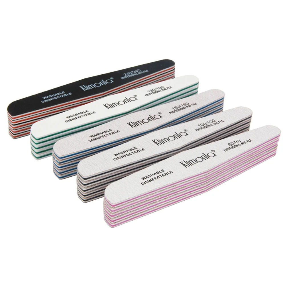 25Pcs/Lot Klimonla Zebra Curve Nail File Mix Grit Color Double-Side Emery Board Nail Buffering UV Gel Manicure Salon Tools DIY