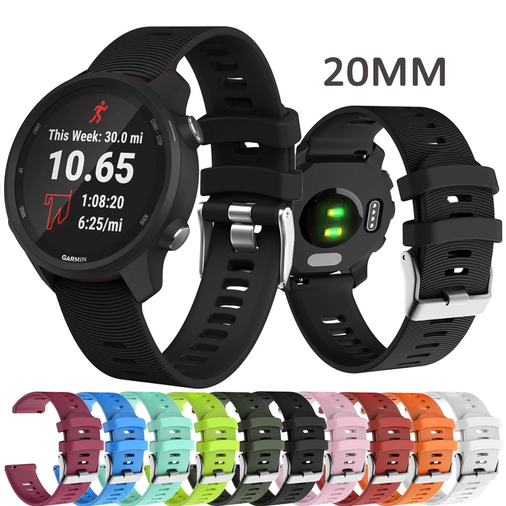 20 мм спортивный силиконовый ремешок для наручных часов Garmin Forerunner 245 245M 645 Vivoactive 3