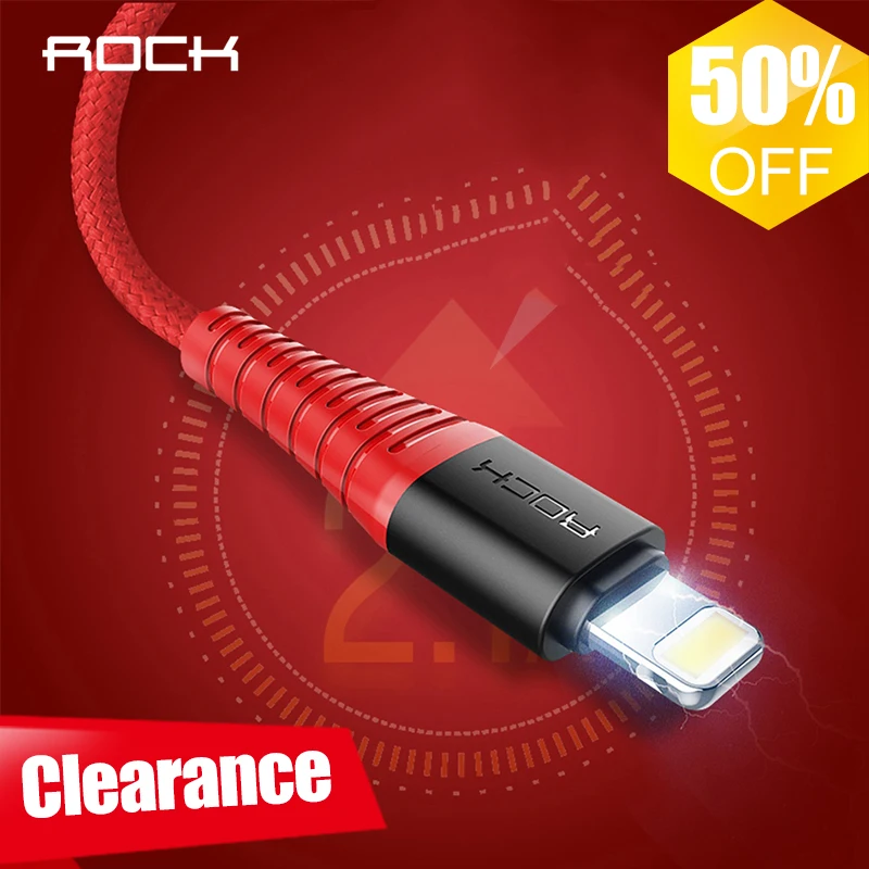 USB-кабель ROCK для iPhone X XS XR MAX 8 7 6 plus 5s 2 1a высокопрочный синхронизации данных 6s SE