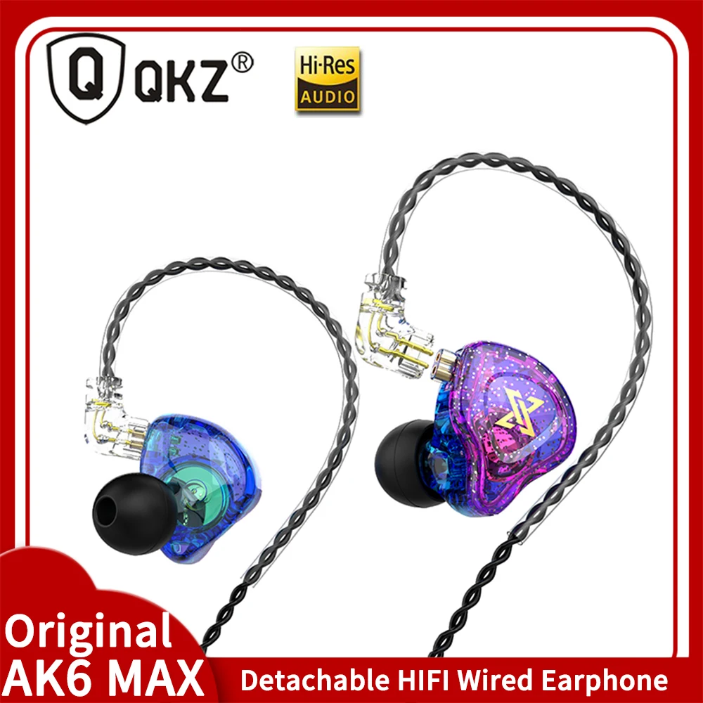 VAORLO QKZ AK6 Max прозрачные медные наушники HIFI Стерео Съемный музыкальный проводной
