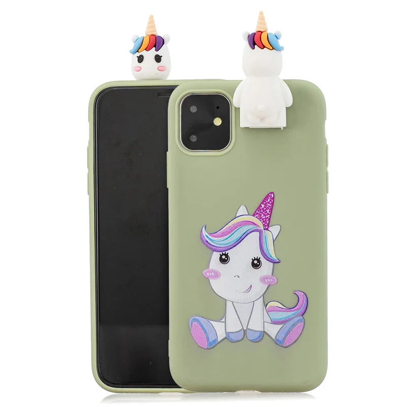 3D мягкий чехол из ТПУ для iPhone 11 Pro Max с милой пандой, единорогом, котом, медведем, подставкой для iPhone 11 X XS Max XR 6 7 8 Plus 5 S SE