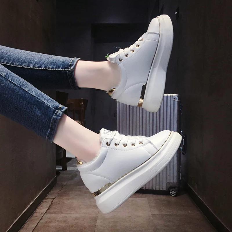 Новинка; зимняя дизайнерская белая женская обувь; женские плюшевые ...