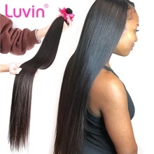 Luvin прямые 8-40 дюймов 28 30 32 дюйма человеческие волосы необработанные девственные волосы вплетаемые 1 3 4 пряди Natrual прямые волосы