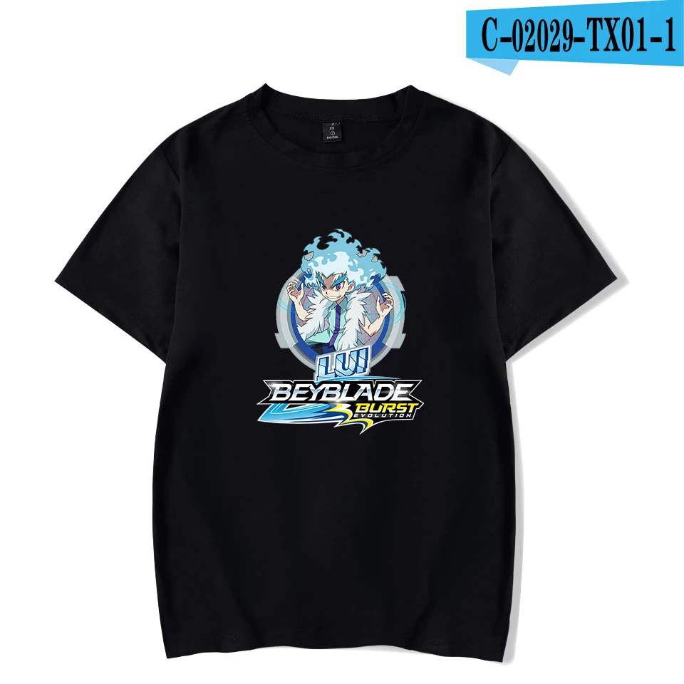Летняя модная уличная футболка Beyblade Burst Evolution с принтом для мужчин/женщин, поп черная Повседневная футболка, тонкая XXS-4XL с короткими рукавами - Цвет: As shown
