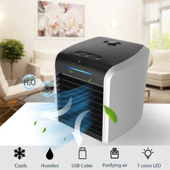 

Home Mini Conditioner Portable Cooler 7 Colors LED USB Personal Space Cooler Fan Cooling Fan Rechargeable Fan Desk Gadgets