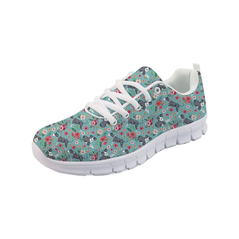 

Catahoula Dog Flower Pattern Women Flats Running Shoes Lace Up Waking Sneaker Breathable Cartoon Nursing Shoes Calzado deportivo