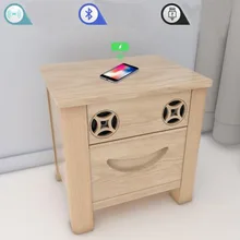 Интеллектуальная прикроватная тумбочка из твердой древесины с беспроводной зарядкой Bluetooth аудио USB розетка шкаф для хранения