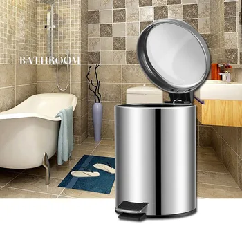 

Step Bins Stainless Steel Satin Square Trash Can Garbage Storage Container Bathroom Kitchen Pedal Dustbin 5L