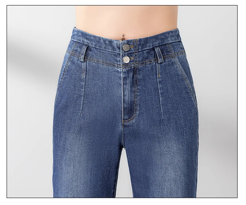 Новинка осени, женские прямые джинсы, корейские повседневные женские свободные джинсы с высокой талией, широкие брюки, большие размеры