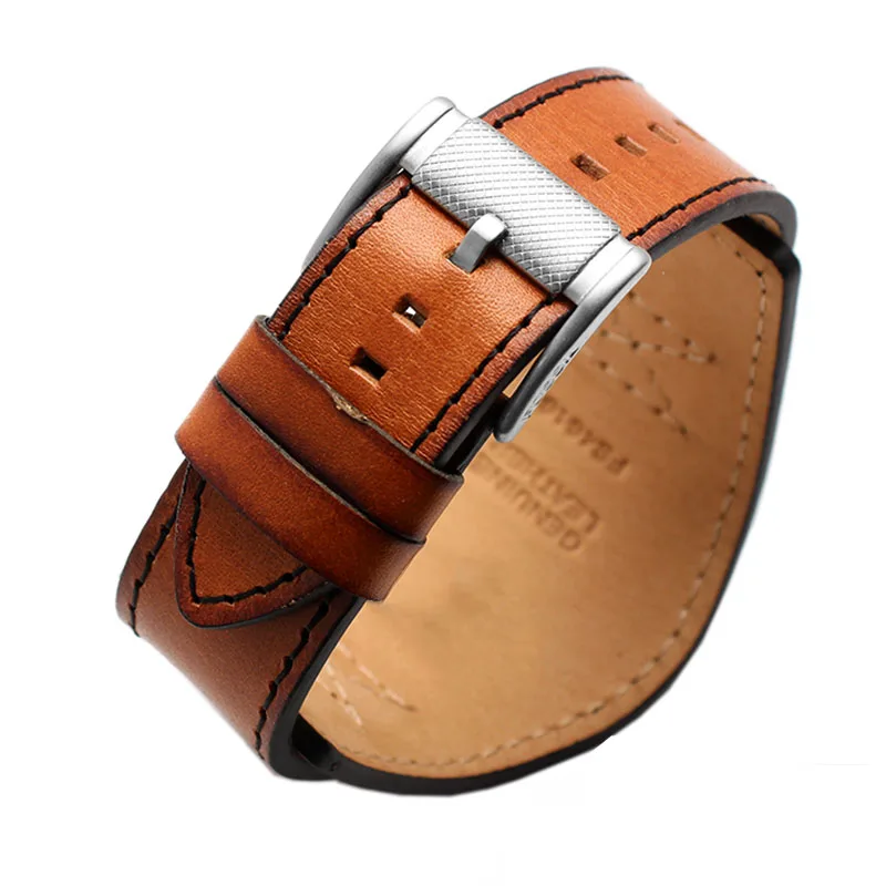 brown silver clasp Для Fossil JR1401 BQ2054 FS5414 ремешки для часов высокое количество для мужской ремешок из натуральной кожи 22 мм 24 мм с ремешком для часов - Цвет ремешка: brown silver clasp