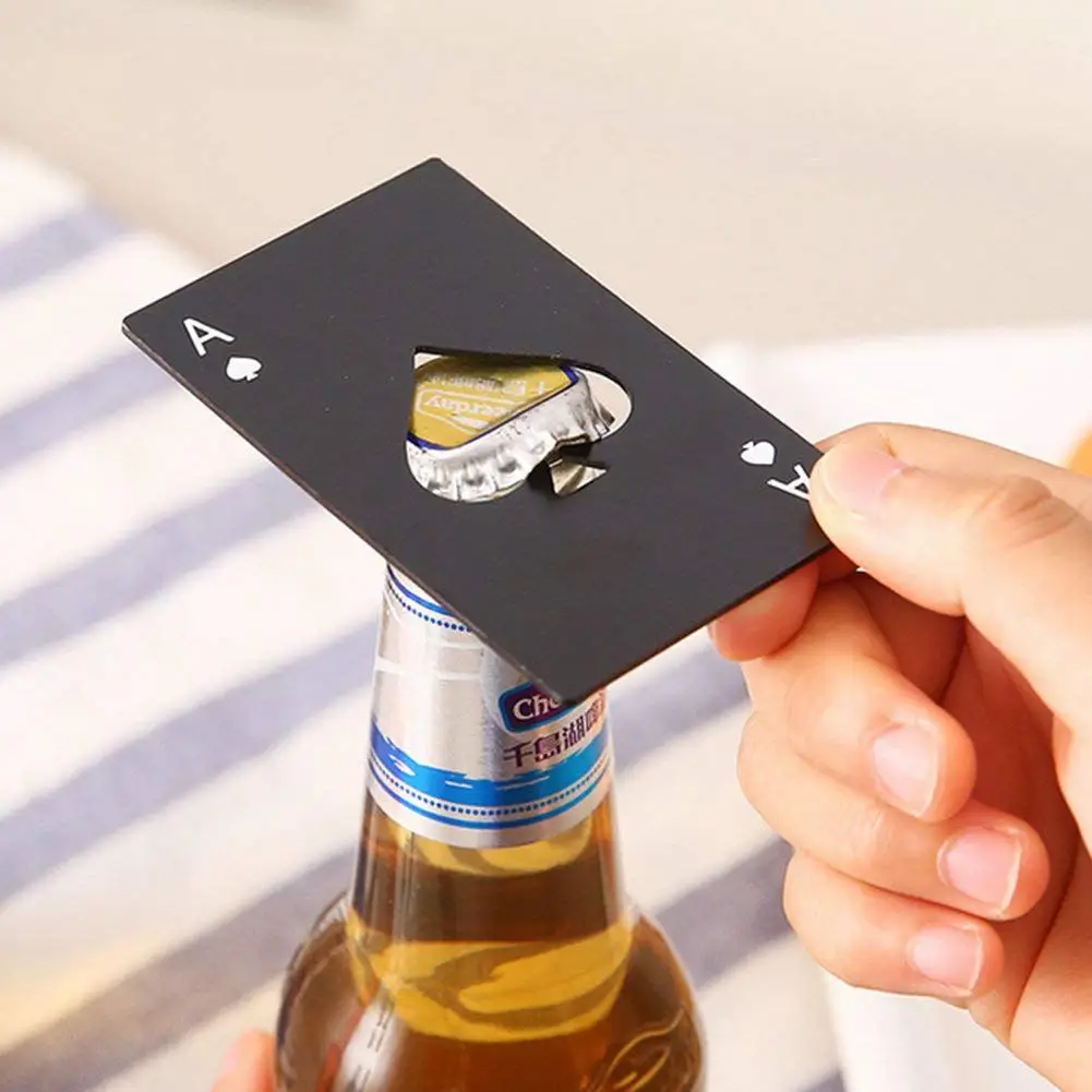New Stainless Steel Credit Card Poker Bottle Opener for Your Wallet- Silver& Black