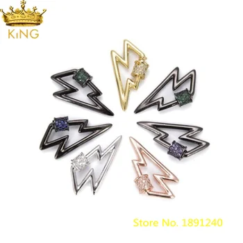 

5Pcs/Lot Lightning- Shape Spiral Clasps Paved Cubic Ziron Beads Jewelry Accessories For Woman Bracelet Necklace Making K021KBAJ