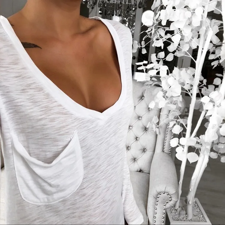 Костюм-платье осенний сексуальный V Lead легкий карман Досуг время футболка с длинным рукавом женская футболка