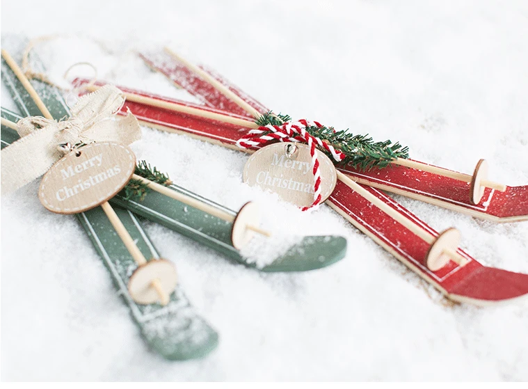 Christmas Decorations for Home Nordic Wooden Sleigh Christmas Door Hanging Christmas Tree Pendant Navidad Ornaments Xmas