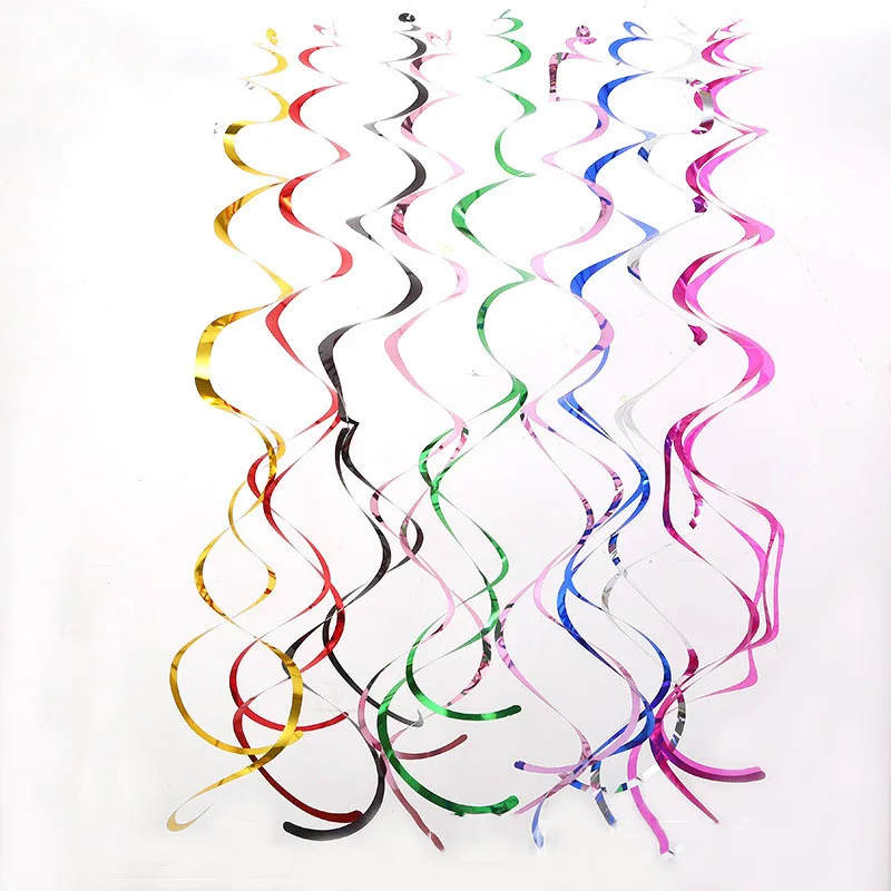 PVC Spiral Hanging Ornaments, Wedding Background, Birthday Party Decoration Layout, Spiral Tassel, Pull Flower, 6Pcs Lot