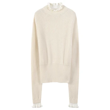 

Runway Ruffled Collar Crohect Women Pullovers Sweater Autumn Winter Casual Female Knitted Jumper Streetwear Ladies Top Overalls