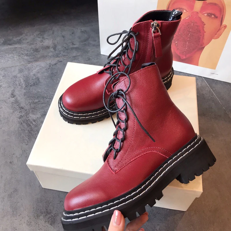 Новинка года; ботинки в стиле пэчворк; женская обувь на шнуровке; Zapatos De Mujer; ботильоны; botas Mujer; шикарная женская обувь; женские Ботинки martin на платформе