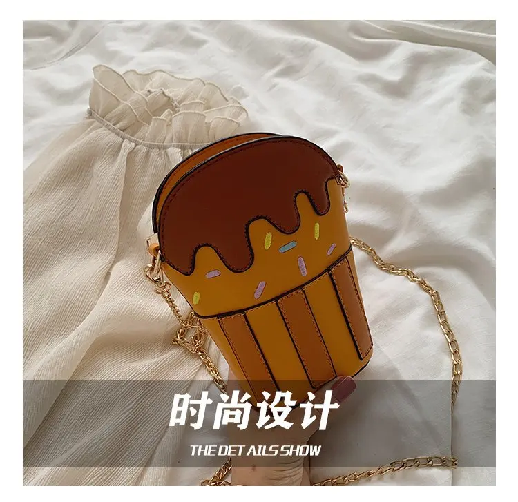 New Creative Funny Personality Ice Cream Shoulder Bag Hit Color Cute Pu Messenger Bag for Women Cute Purse Handbags Party Bags