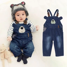 Осенние теплые детские штаны на подтяжках; детские комбинезоны с рисунками животных; брюки для девочек; 18 мес.-6 лет