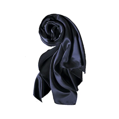 43 Dark Blue CISULI Шелковый сатиновый шарф 55X180 длинный шарф и шаль Зимний теплый удобный деловой шарф - Цвет: 43 Dark Blue