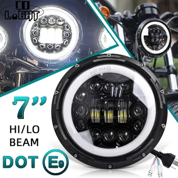 

CO LIGHT 7 Inch LED Headlight with Halo Ring Amber 90W 30W Hi/Lo Dot E9 Turn Signal For Offroad VAZ Lada Motocycle Niva 12V 24V