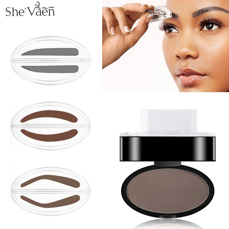 

New Quick Brow Stamp Makeup Eyebrow Powder Seal Palette Natural Eyebrow Stencil Kit Tool 3 Shapes Option