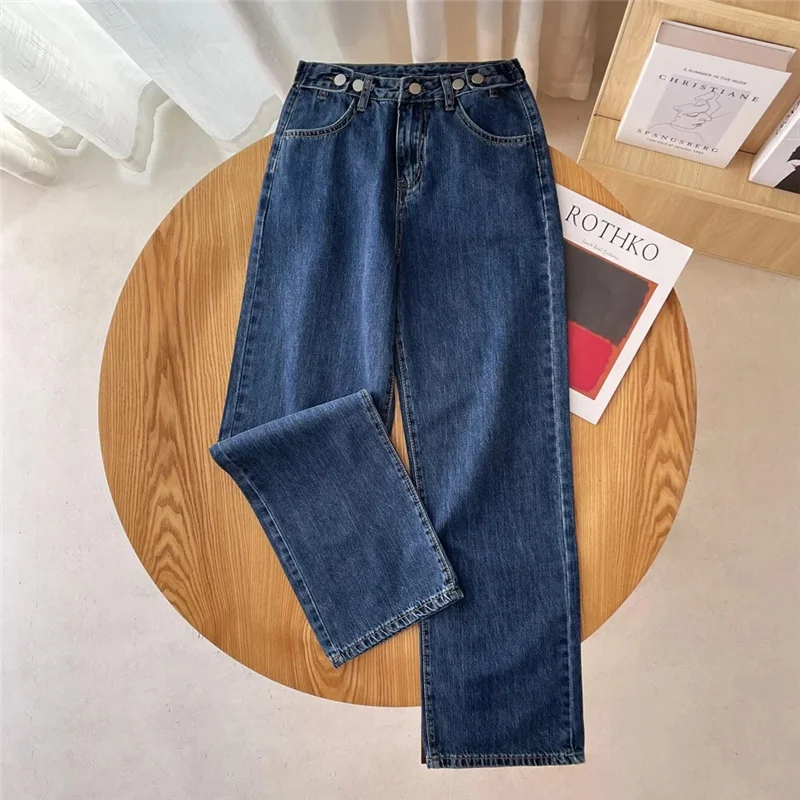 

2022 Wide Leg Jeans For Women High Waist Jeans Summer Autumn Denim Pants Full Length Trousers Jean Femme