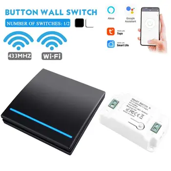 

Touch Switch 1/2 gang 433Mhz smart push Wireless Switch Light RF Remote Control 110V 220V Receiver home Wall button Ceiling Lamp