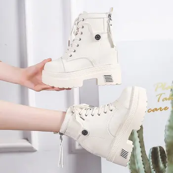 

Wedge Ankle Boots Women Shoes 2020 High Heel Platform Boots Winter Hidden Heel Boots Women Black Beige Bottine Femme