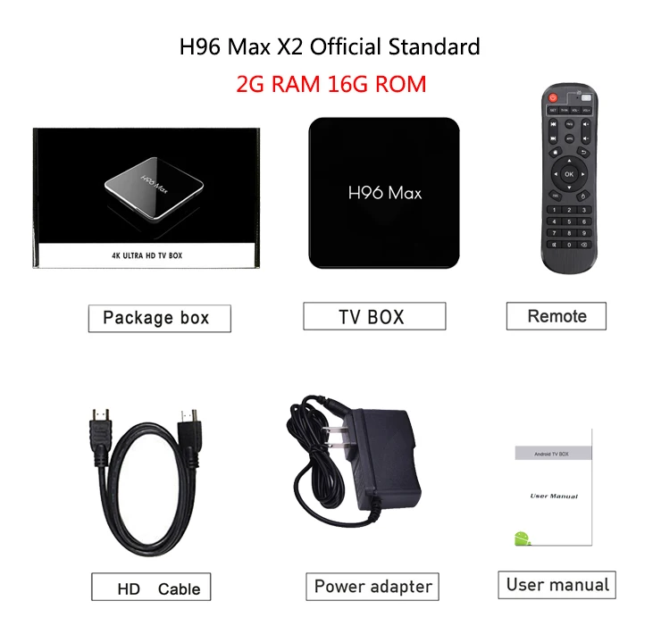 2GB 16GB Android 9,0 H96 Max X2 ТВ-бокс 2,4G/5G Wifi USB3.0 H.265 4K Ultra HD 3D BT LAN 2G 16G/4G 32G/4G 64G Amlogic S905 x2 QuadCore - Цвет: 2GB 16GB