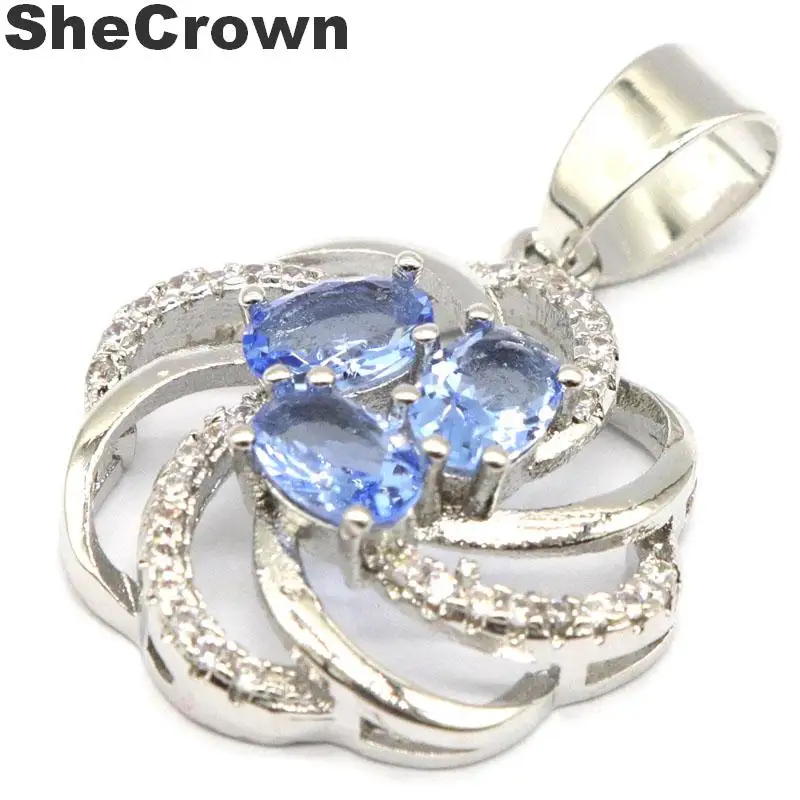 27x20 мм Очаровательная, созданная, насыщенная, синяя, фиолетовая, танзанит, CZ, подарок для дам, серебряные подвески