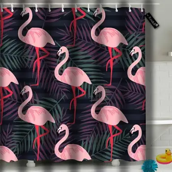 

Shower Curtain Bath Curtain Tropical Trendy with Pink Flamingo Pineapples Leafs Beach Tropi Decorative Modern Bathroom