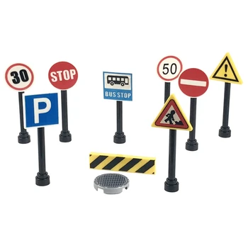 

Creator City Traffic Sign Construction Model Stop Parking DIY Accessories Kids Toys For Children Compatible City Building Blocks