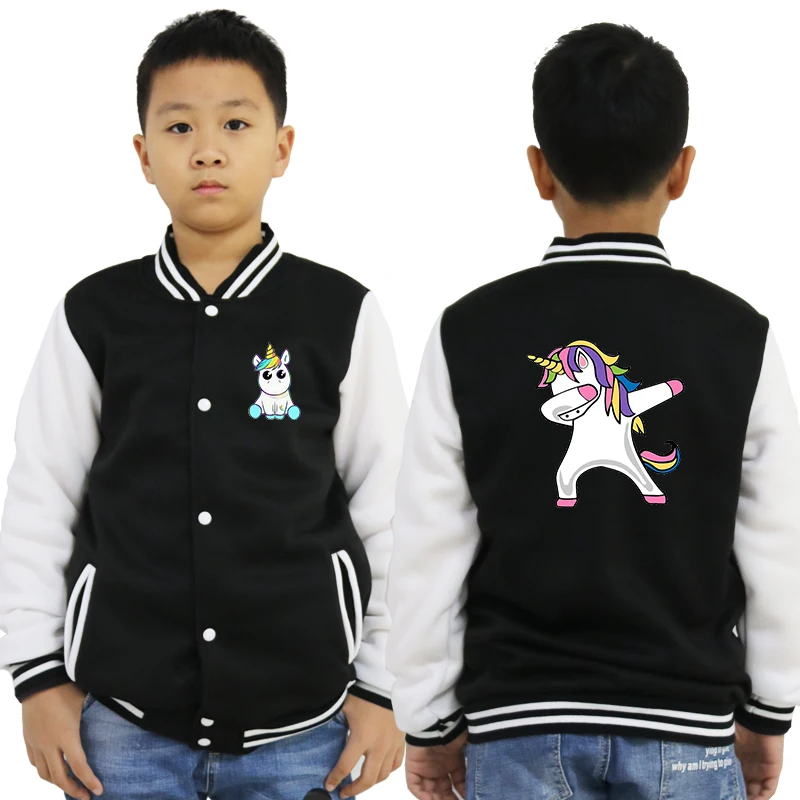 baseball jacket 18 Бейсбольная куртка с принтом единорога серый повседневный спортивный костюм Детская верхняя одежда г. Осенне-зимняя одежда для мальчиков и девочек топы для От 2 до 14 лет - Цвет: baseball jacket 18