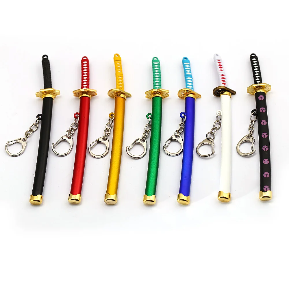 Anime Keychain Roronoa Zoro Samurai Sword Metal Key Ring Scabbard Keyring Katana 
