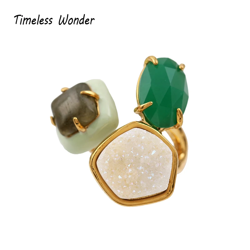 

Timeless Wonder Stunning Geo Stone Statement Ring Punk Cocktail Anillos Mujer Gothic Opal Gifts Women Jewelry Rare Boho 4336