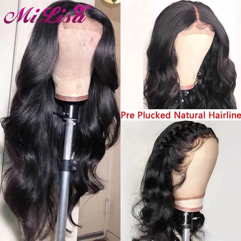 

Body Wave Wig 8- 26 Inches Peruvian Mi Lisa Remy Hair 150 Density Glueless Lace Front Human Hair Wigs Pre Plucked With Baby Hair