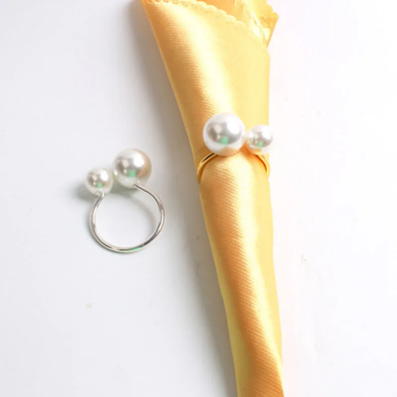 10Pcs/lot crystal Diamonds Pearl Napkin Ring/Wrap Serviette Holder