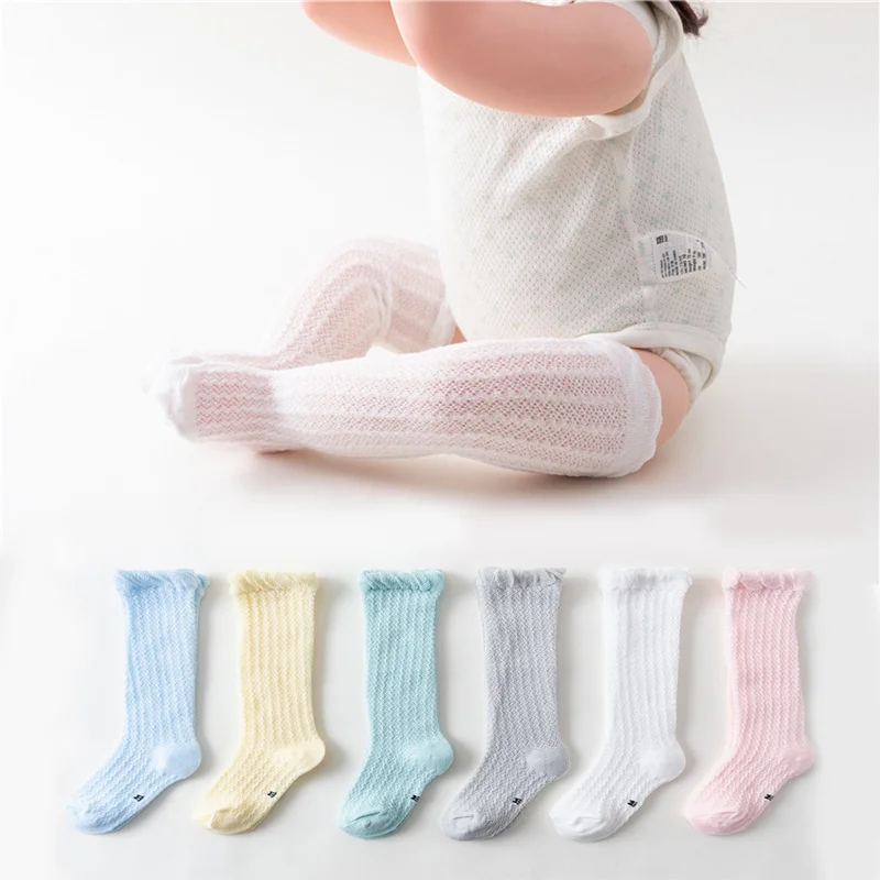 Для маленьких девочек носки для детей 0-36 месяцев хлопковые Боди для младенцев дышащая Летняя Сетка, носки с забавными рисунками для новорожденных и малышей, гольфы в полоску для девочек и мальчиков носки для маленьких мальчиков носки для мальчиков