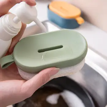 

Handle Cleaning Brush Magic Sponge Strong Decontamination Kitchen Bathroom Window Machine Oval Cleaner Liquid Soap Dispenser