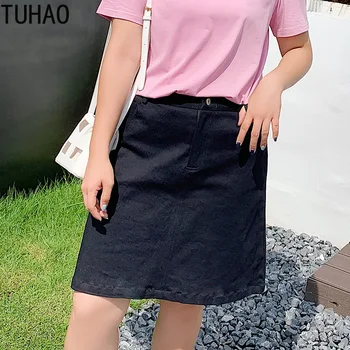

TUHAO High Waist Summer Womens Short Skirts for Women Large Size 4XL Mini Skirt Female Plus Size Skirts Casual Outerwear TA2112
