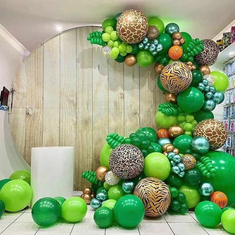 40 шт. набор зеленых шаров хромированная конфетти металлик баллон джунгли сафари