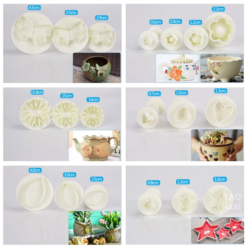 Pottery Tools 33pcs/set Plastic Printing Mold Flower Star-shaped Clay Polymer Pottery Clay Embossing Mold Spring Printing polymer clay tools,pottery tools,clay sculpting tools,pottery sculpting tools,clay craft tool