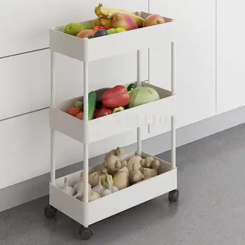 

Kitchen Refrigerator Clip Gap Storage Rack Floor Multi-layer Pulley Movable Vegetables And Fruits Narrow Gap Trolley