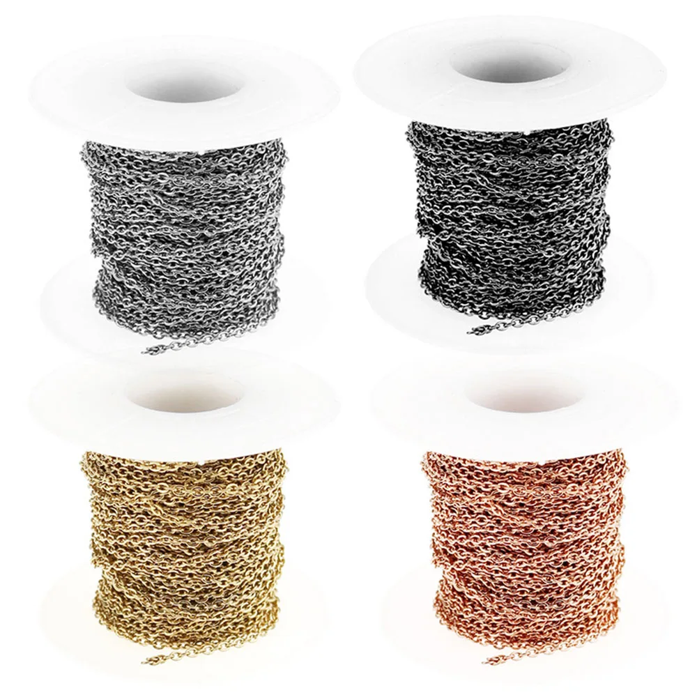 Rotolo Catena Per Gioielli In Acciaio Inox 5 Metri - Maglia Ovale Per Creazioni Fai Da Te, Collane, Bracciali, Argento
