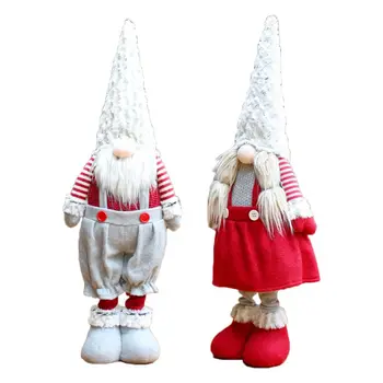 

Handmade Christmas Elf Decoration Retractable Standing Swedish Gnome Tomte Doll H58C