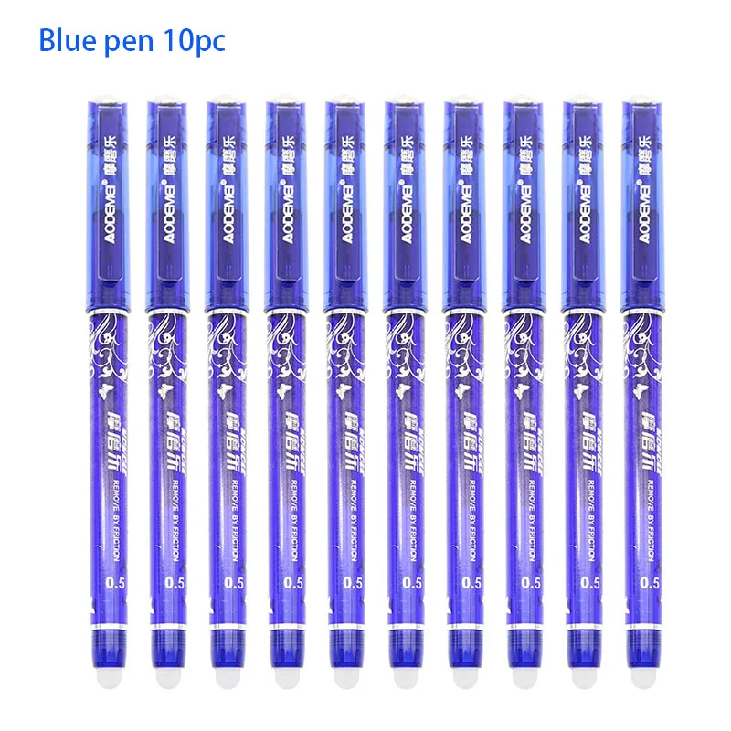 Blue pen 10pc 20 шт./упак. стираемая гелевая ручка 0,5 мм синий/черный/фиолетовый/темно-синий/темно-зеленый/оранжевый/красный/Заправка школы и офиса письменные канцелярские принадлежности - Цвет: Blue pen 10pc