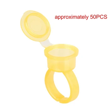 

About 50Pcs Tattoo Coloring Ring Cups, Eyelash Extend Mini Ring Cups, Ink Cups Microblading Tattoo Pigment Holder